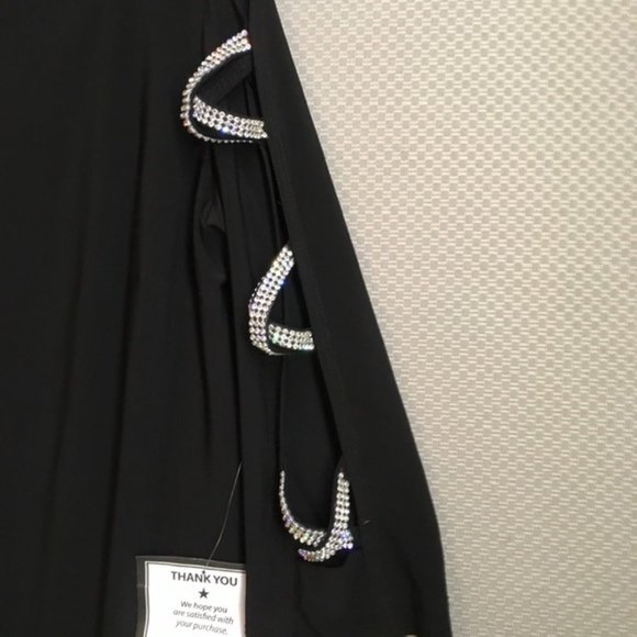 MSK Women's Cold Shoulder Rhinestone Shift Dress Black Size Medium - Picture 6 of 12